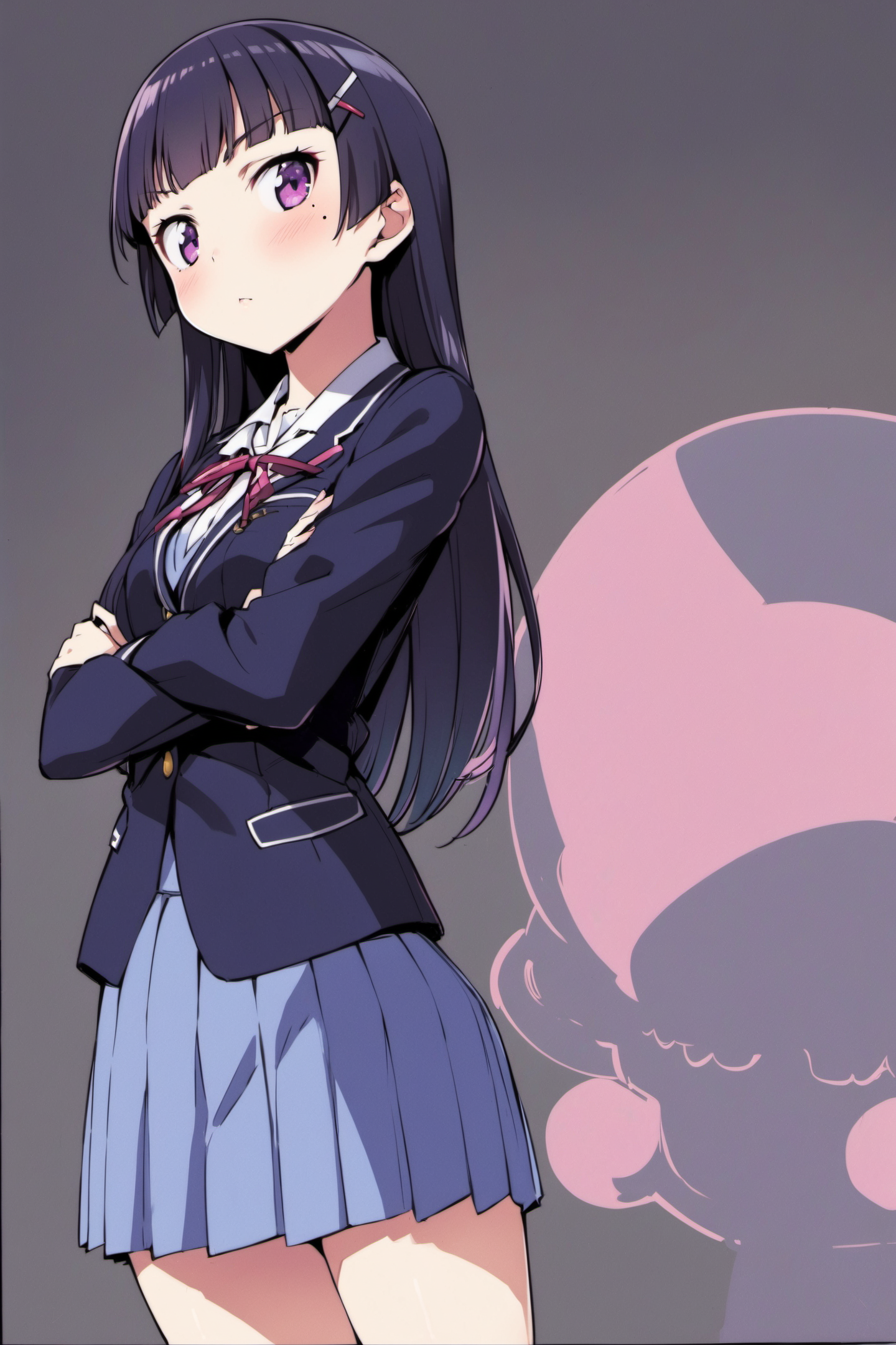 23251-501157202-1girl,solo, gokou ruri, school uniform, blazer, crossed arms, long hair, jacket, black hair, mole under eye, mole, blush, hair o.png